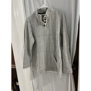 Orvis Black White 1/4 Button Pullover Sweatshirt Sz M Men’s